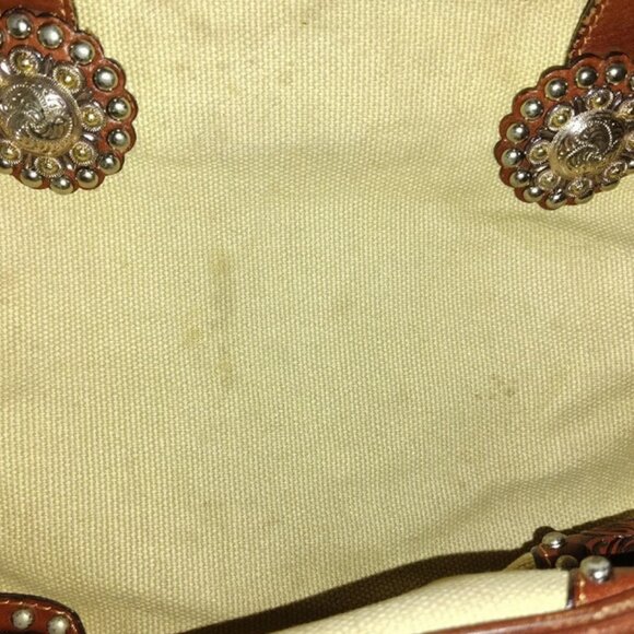 DDD Triple D Women's Purse Bag Canvas Cross Design Studded 10 in Long X 12 Width - Picture 8 of 11